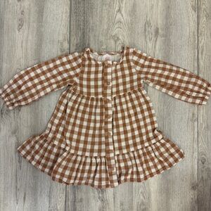 Wonder Nation Brown Checkered Kids Dress